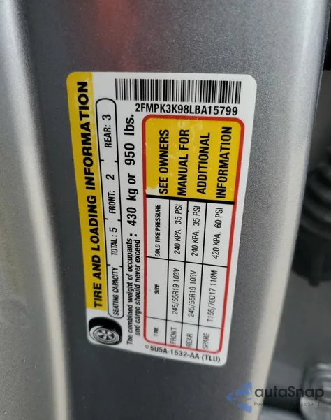 2020 Ford Edge Titanium z USA, uszkodzony, nr VIN 2FMPK3K98LBA15799